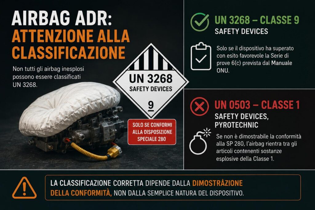 AIRBAG INESPLOSI PROVENIENTI DA VEICOLI FUORI USO: ANALISI TECNICA DELLA CLASSIFICAZIONE ADR E DEI LIMITI APPLICATIVI DELLA VOCE UN 3268
